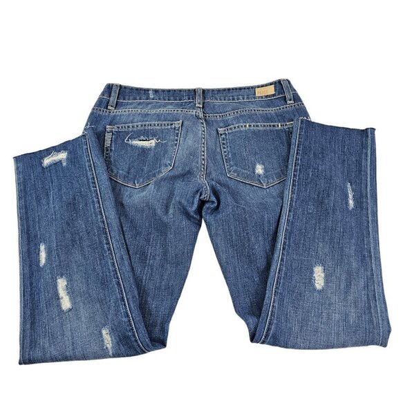 Paige Jimmy Jimmy Skinny Distressed Raw Cut-Off Hem Low Rise Blue Jeans Size 25 - Picture 7 of 16